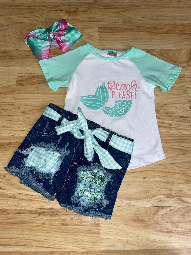 Mermaid Denim Short Set