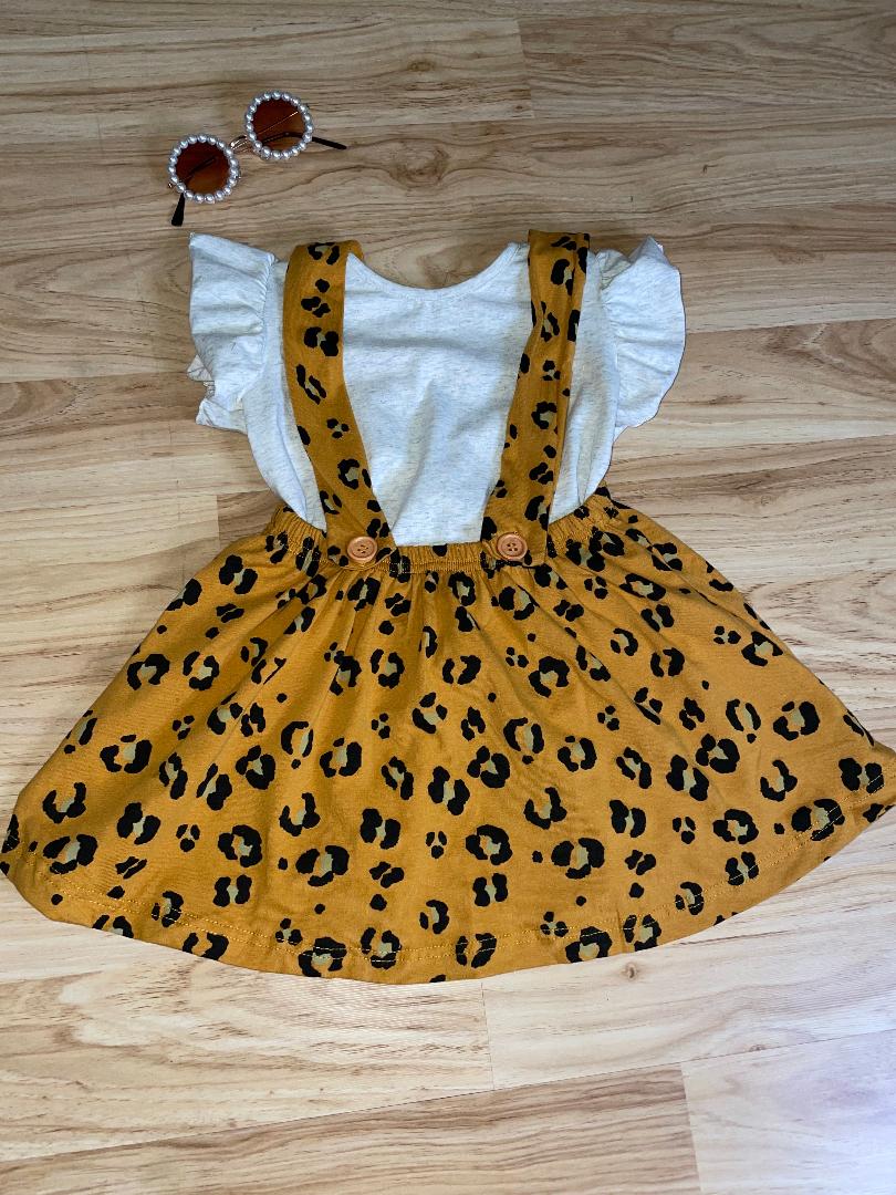 Leopard Suspender Skirt Set