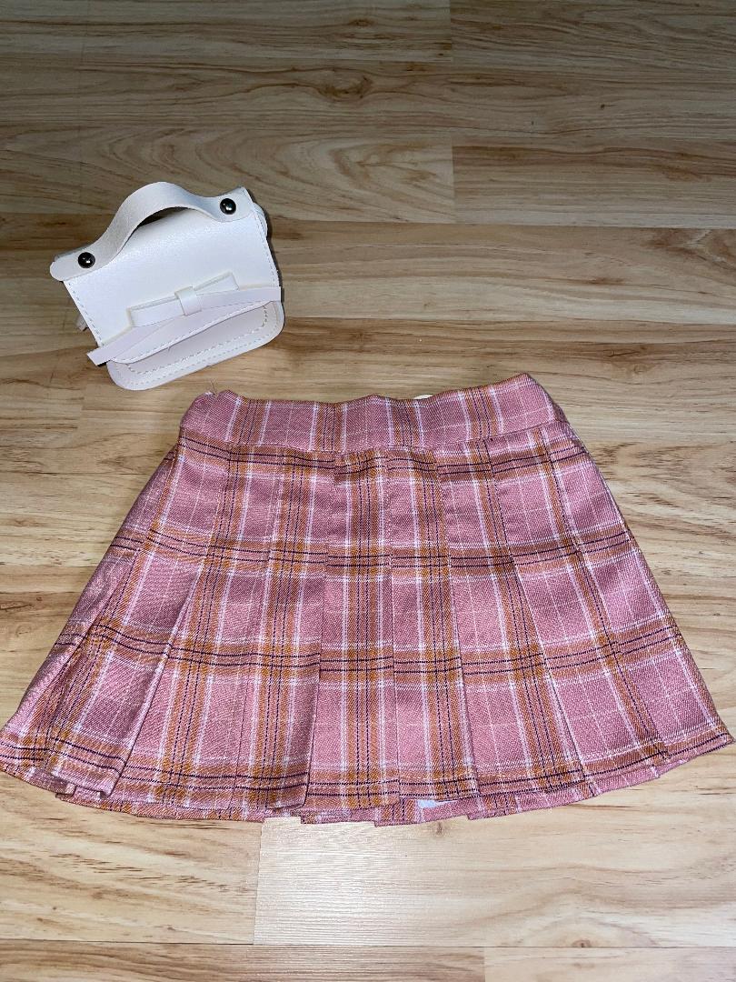 Pink Plaid Skirt