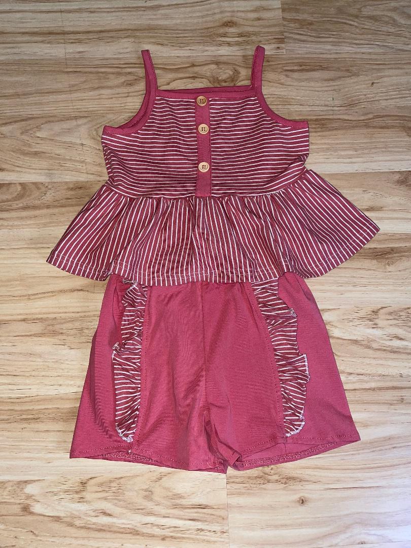 Red Stripe Short Set