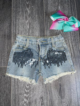 Load image into Gallery viewer, Sequin Blue Denim Shorts
