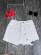 Load image into Gallery viewer, White Button Denim Skirt
